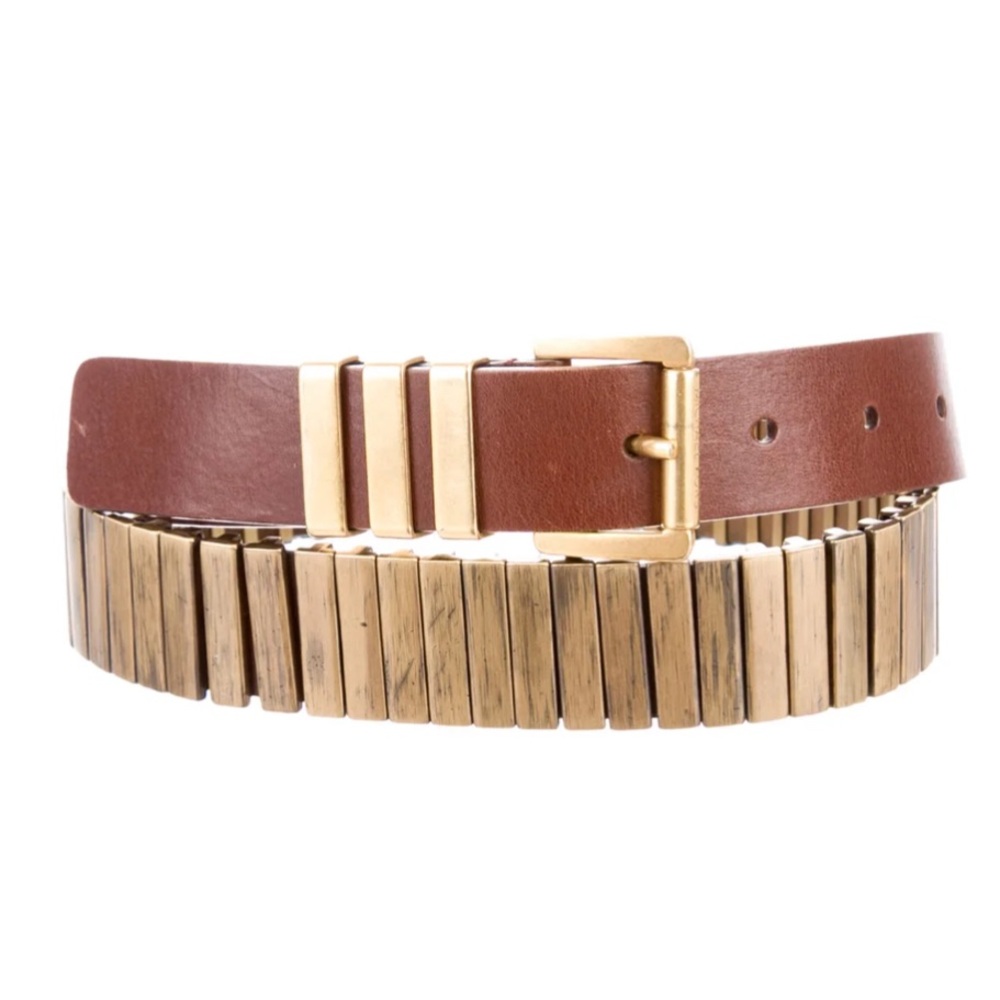 Michael Kors - Leather Embellished Belt - Brown - Size: S